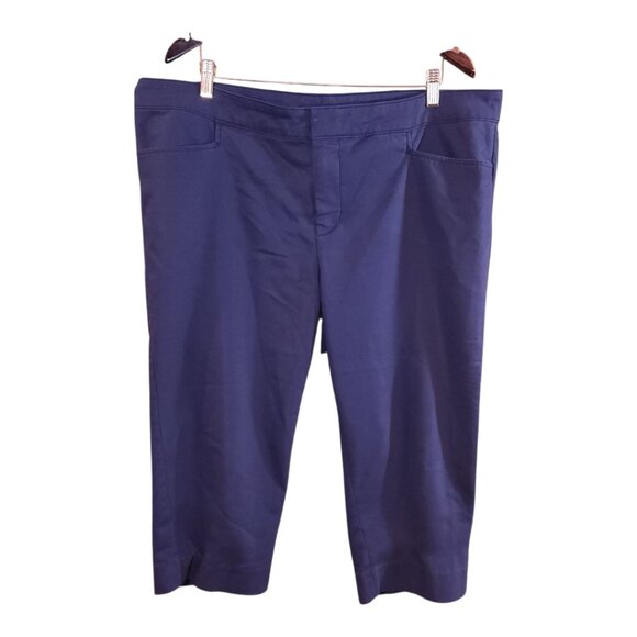 Chaps Navy Blue Straight Leg Cropped Chino Pants Business Casual Women's 18W - Picture 4 of 8